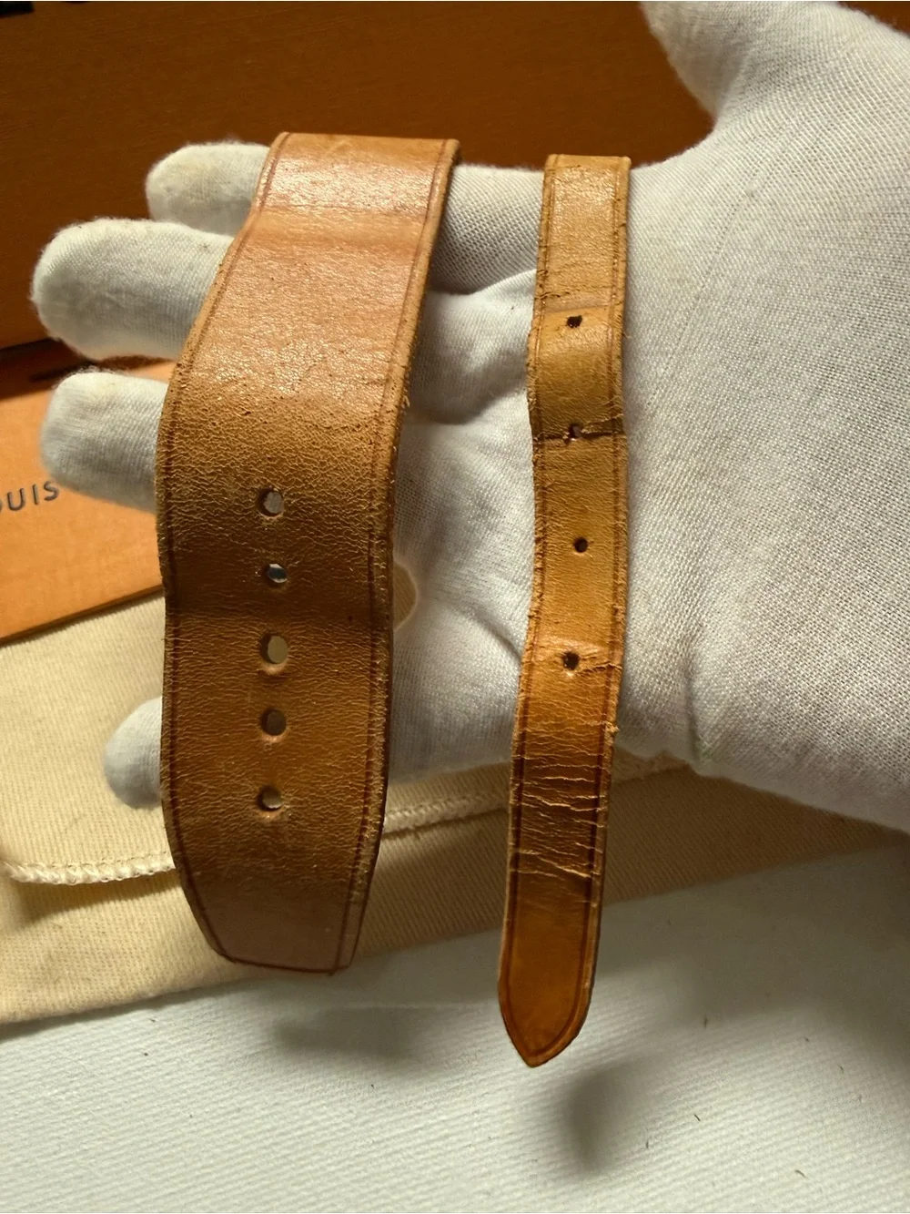 Louis Vuitton Vachetta Leather Luggage Tag and Poignet Authentic NO BOX